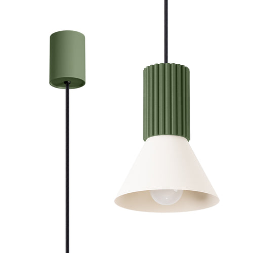Sollux Lighting Hanglamp ESTRIA 1 beige/olijfgroen - 14x14x120cm