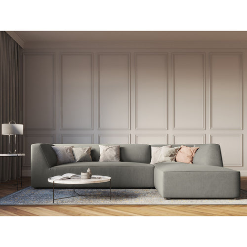 Cosmopolitan Design - Modulaire hoekbank rechts Siena 4-zits, ribfluwelen lichtgrijs - 180x273x69cm