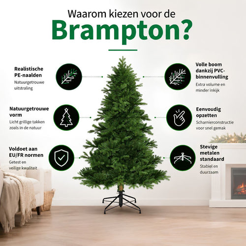 Black Box Trees Brampton Kerstboom - Realistische Kunstboom met Scharnierconstructie - Kerstversiering voor Binnen - Klassieke Boom van PE Naalden -