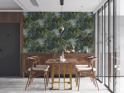 Livingwalls behang jungle-motief groen, groen en blauw - 53 cm x 10.05 m - AS-383561
