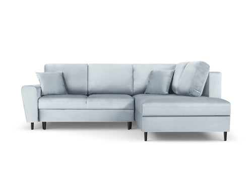 Cosmopolitan Design Converteerbare hoekbank rechts met opbergdoos Kyoto 5-zits, flueel, lichtblauw - 194x243x88cm