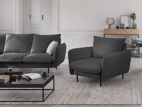 Cosmopolitan Design Fauteuil Vienna structurele stof, donkergrijs - 94x97x95cm