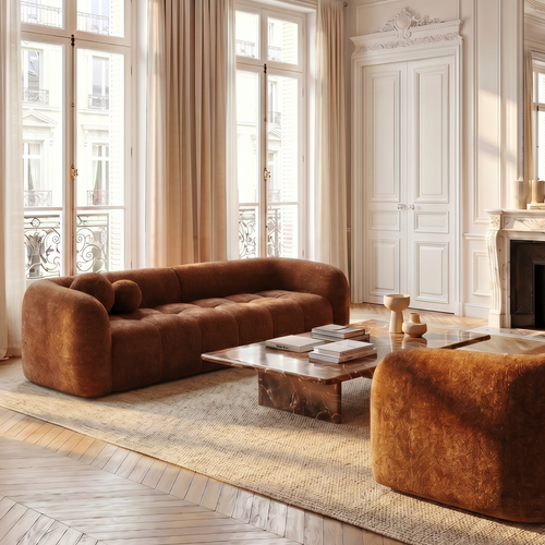 Sia Home - Bank HAUSSMANN - getextureerd fluweel terracotta 226cm