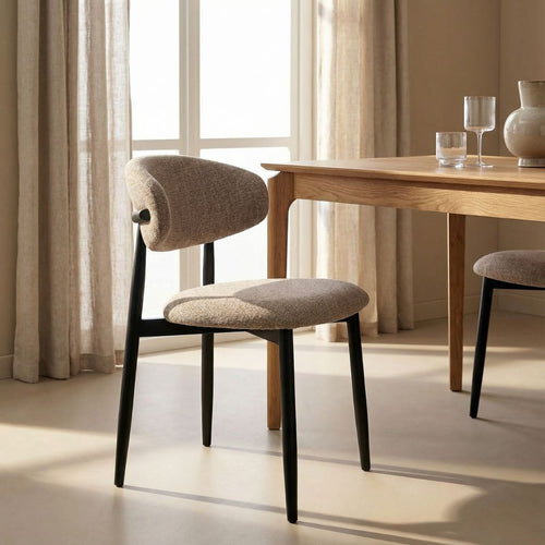 Giga Meubel Eetkamerstoel Alexia - Taupe/Zwart - 52x56x77cm - Set van 2 - vtwonen shop