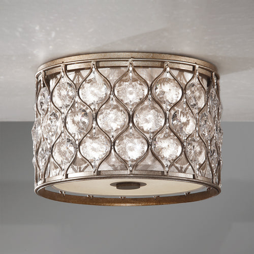 Elstead Lucia - 2-lichts Plafondlamp Gepolijst Zilver, E27