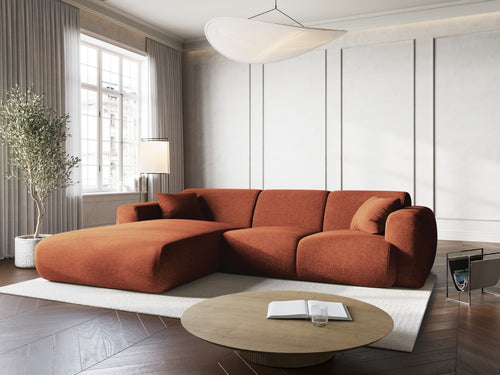 Cosmopolitan Design linker hoekbank Nolio 4-zits, chenille, terracotta - 170x260x72cm