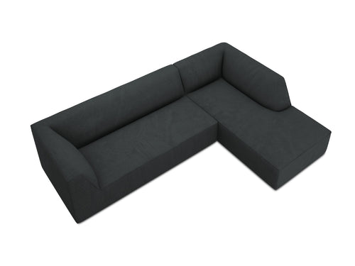 Micadoni rechter hoekbank Ruby 4-zits, ribfluwelen, zwart - 180x273x69cm