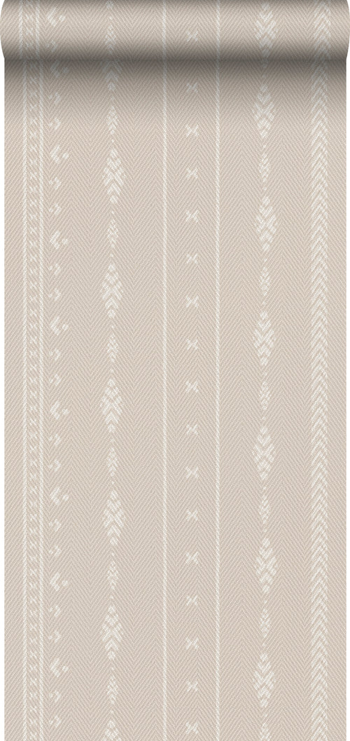 Sanders & Sanders behang etnisch motief beige en wit - 53 cm x 10 m - 640523