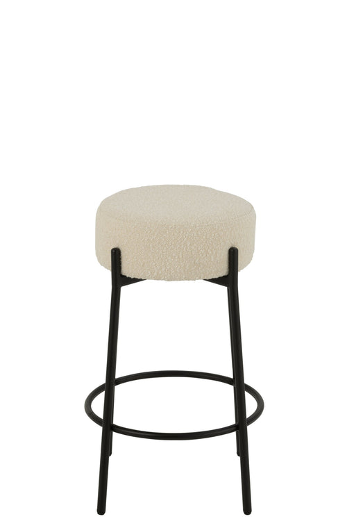 J-Line barkruk Bouclé - multiplex/polyester - wit/zwart