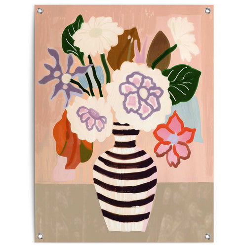 Reinders Striped Vase Blooms tuinposter -  meerkleurig/multi color - tuin - 80x60cm