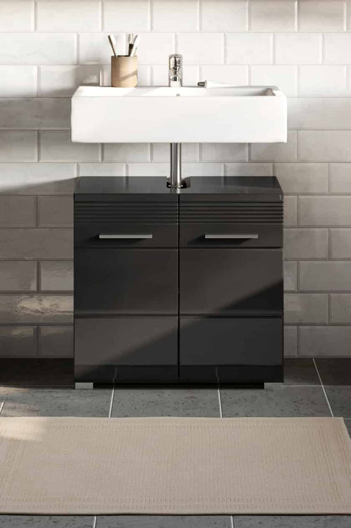 Furnilux Linus wastafelonderkast zwart hoogglans MDF TZ - 34x60x56cm - vtwonen shop