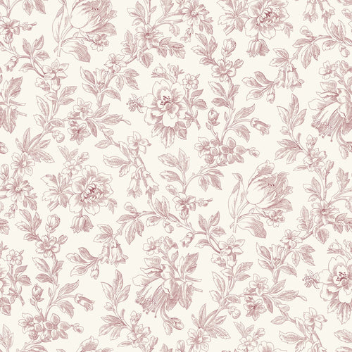 ESTAhome behang elegante bloemen bordeaux rood - 50 x 900 cm - 132105