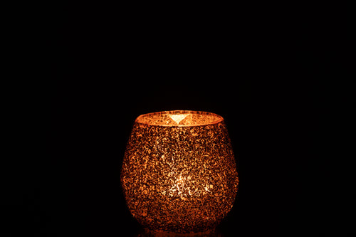 J-Line theelichthouder - glas - perzik - small - vtwonen shop