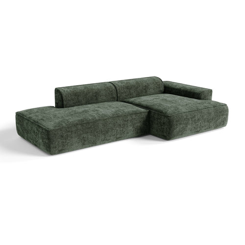 Premium Interiors - Rechthoekige hoekbank HANA - fluweel weefsel olijfgroen 260cm