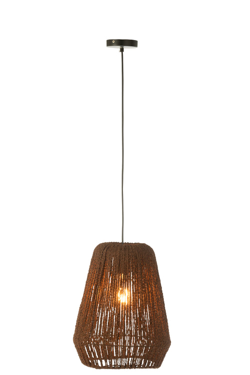 J-Line hanglamp Vlecht - metaal/palm - zwart - small
