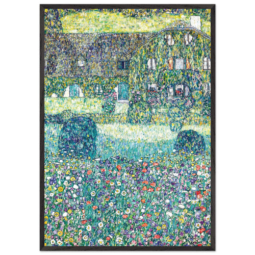 Artfulprints Poster met Lijst Gustav Klimt - Country house by the Attersee   - 70x100 cm - Donkergroen