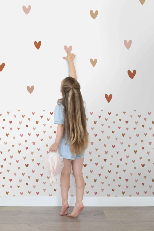ESTAhome muursticker hartjes terracotta, roze en beige - 47.5 x 66 cm - 156112 - vtwonen shop