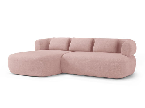 Micadoni linker hoekbank Jenny 5-zits, boucle poederroze - 145x225x73cm