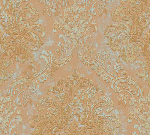 Livingwalls behang ornamenten oranje, roze, turquoise en goud - 53 cm x 10.05 m - AS-391121