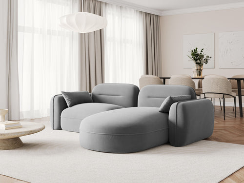 Cosmopolitan Design Modulaire hoekbank rechts Sydney 3-zits, flueel, lichtgrijs - 165x230x70cm