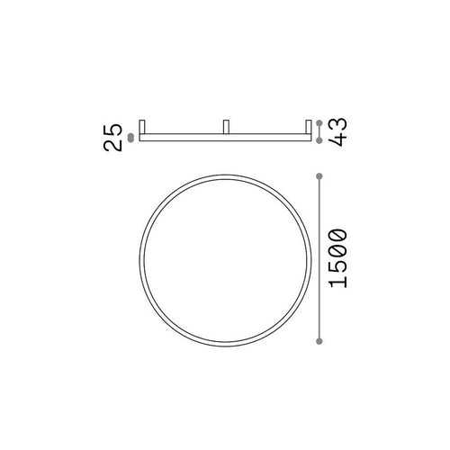 Ideal Lux ORACLE SLIM 150 cm niet dimbare ronde LED-plafondlamp met geïntegreerde montage, 3000K, messing, 9300lm
