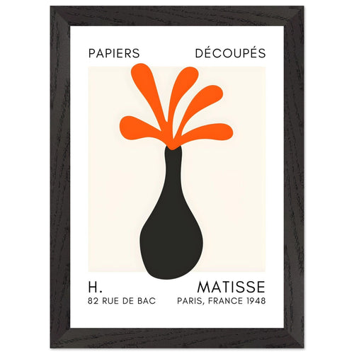 Artfulprints Poster met Lijst Matisse - Ocean flower orange   - A4 21x29.7 cm - Oranje