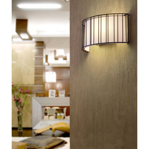 Faro Linda - 2 Lichts Binnenwandlamp Zwart met Witte Kap, E27