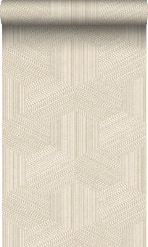 Origin Wallcoverings eco-texture vliesbehang grafisch 3D motief lichtbeige - 50 x 900 cm - 347941 - vtwonen shop