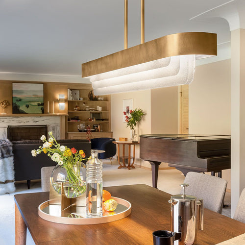 LED-Hängeleuchte, Deckenleuchte, modern, Naturmessing, 3000 K