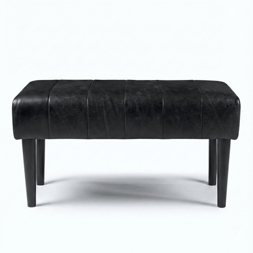 Furnhouse bankje Athea - Zwart - Leer - 50x92x48