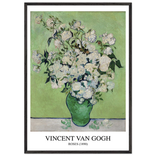 Artfulprints Poster met Lijst Vincent van Gogh - Roses   - 70x100 cm - Groen