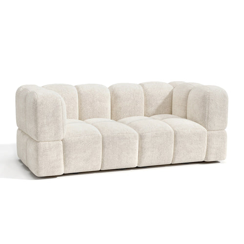 Sia Home - Modulaire bank NUBI - Fluweel met structuur - Crème - 380cm