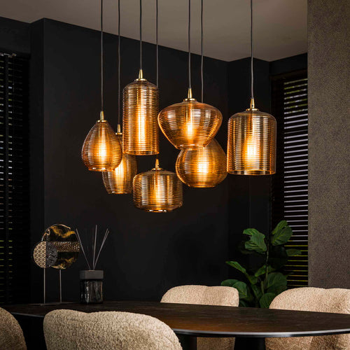 Giga Meubel Hanglamp Stripe Horizontal - Amber - 7-Lichts - 93x40x150cm