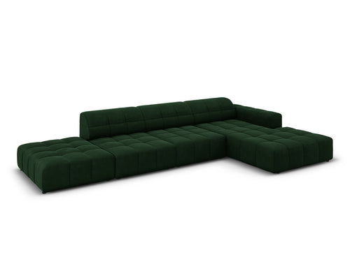 Cosmopolitan Design rechter hoekbank Chicago 5-zits, flueel flessengroen - 167x348x78cm