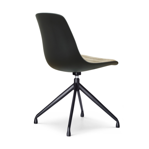 Nolon Nola-Liv draaibare eetkamerstoel zwart met nougatbruin zitkussen - zwart onderstel - vtwonen shop