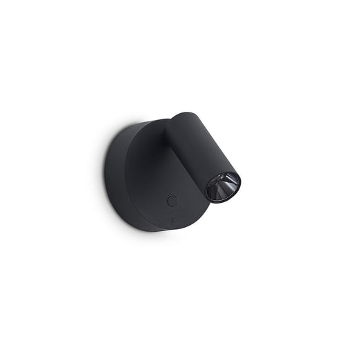 Ideal Lux ELF Leeslamp voor aan de muur, zwart, 1x LED 220lm 3000K, dimbaar