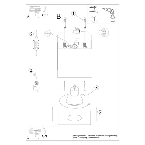 Sollux Lighting Plafondlamp HATI grijs - 10x10x10cm