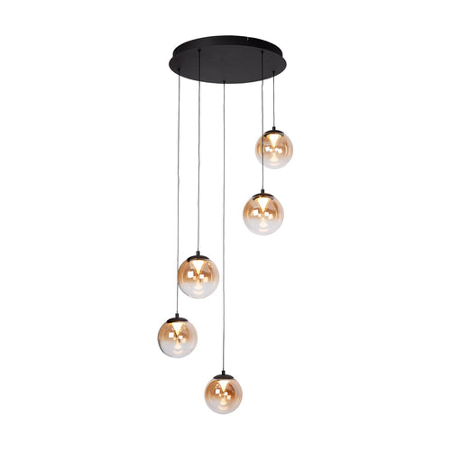 Atmooz hanglamp Monza 5 rond - zwart - Ø 45 x H 170 cm - geïntegreerde led