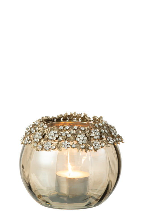 J-Line kaarshouder Volve - metaal/glas - goud/brons - medium