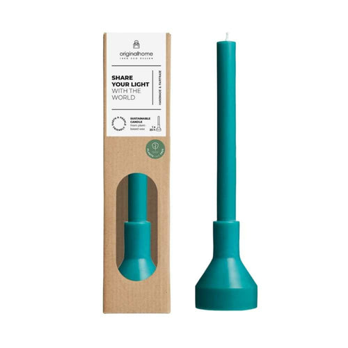 Originalhome sculpture kaars met houder - turquoise - vtwonen shop