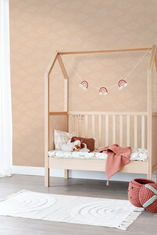 ESTAhome behang wolkjes licht terracotta - 50 x 900 cm - 139518