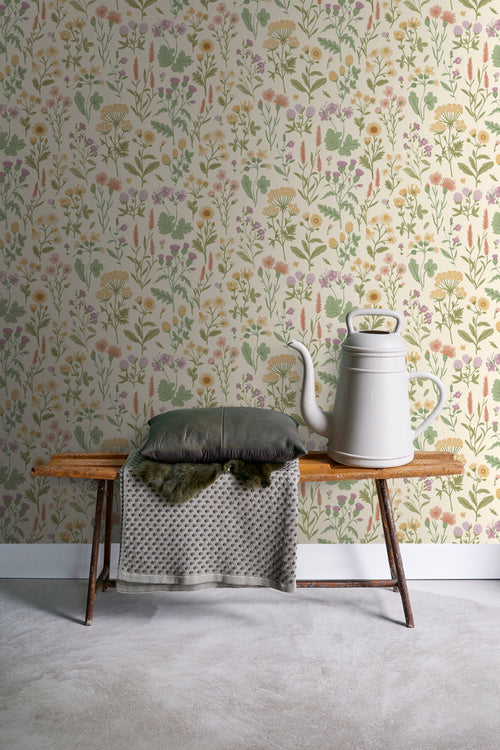 Sanders & Sanders behang veldbloemen geel en groen - 50 x 900 cm - 935378