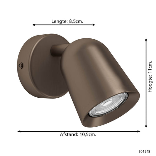 EGLO spot Camaldoli - gu10 - 8.5 cm - donker brons