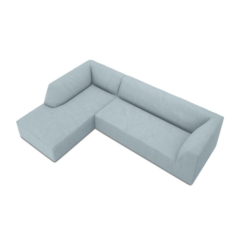 Cosmopolitan Design - Modulaire hoekbank links Siena 4-zits, ribfluwelen lichtblauw - 180x273x69cm