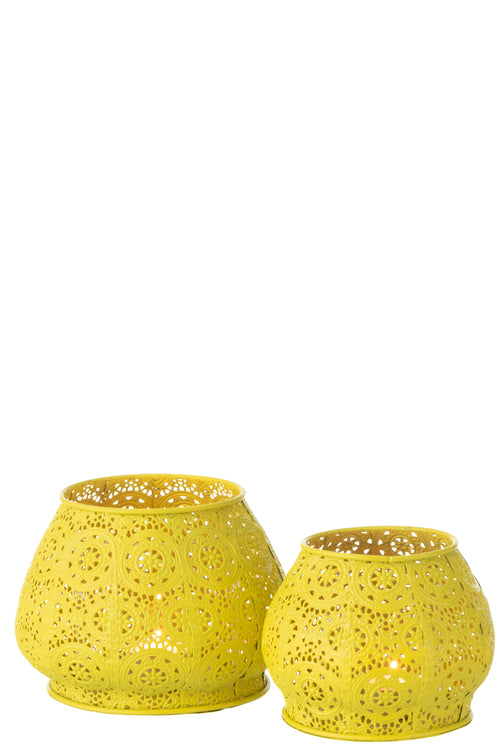 J-Line theelichthouder Cylinder - metaal/glas - geel - large - vtwonen shop