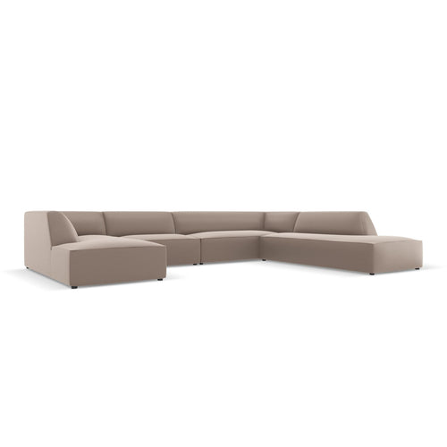 Cosmopolitan Design - Modulaire panoramische hoekbank rechts Siena 7-zits, imitatieleer lichtbruin - 273x366x69cm