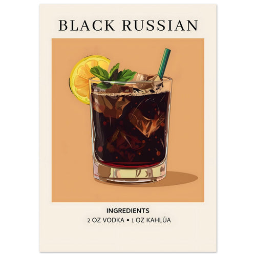 Artfulprints  Black Russian cocktail - Ingrediënten   poster 50x70 cm - vtwonen shop