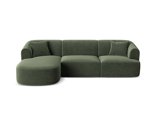 Cosmopolitan Design Modulaire hoekbank links Campi 4-zits, flueel groente - 156x256x70cm