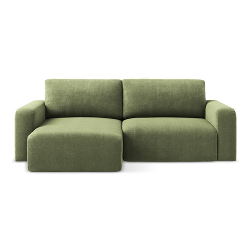 LaMiaSofa hoekbank links Ostia - chenille stof - groente - 244x149x79