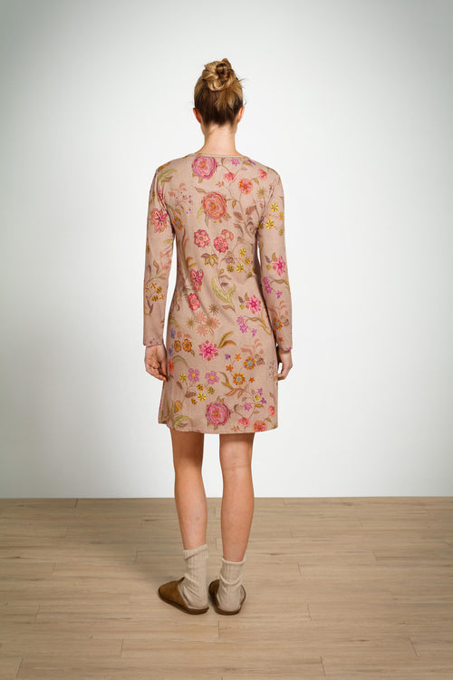 Pip Studio - Dana Nachthemd Lange Mouw Dames - Coco Flower - Zand - XS - vtwonen shop